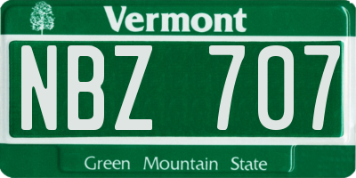 VT license plate NBZ707
