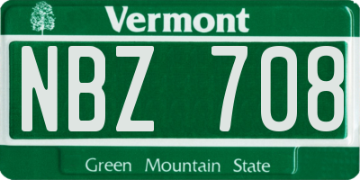 VT license plate NBZ708