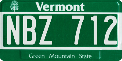 VT license plate NBZ712