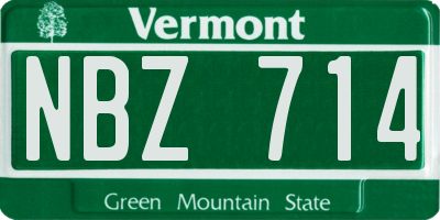 VT license plate NBZ714