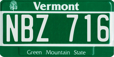 VT license plate NBZ716