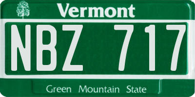 VT license plate NBZ717