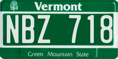 VT license plate NBZ718
