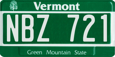 VT license plate NBZ721