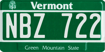 VT license plate NBZ722
