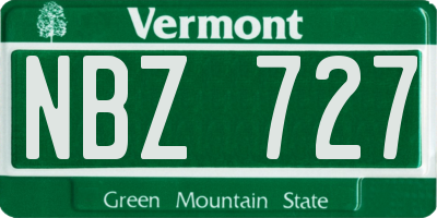 VT license plate NBZ727