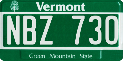 VT license plate NBZ730