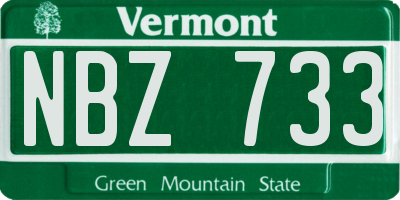 VT license plate NBZ733