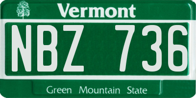 VT license plate NBZ736