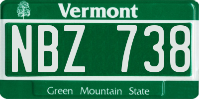 VT license plate NBZ738