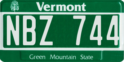 VT license plate NBZ744