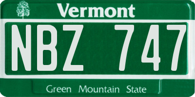 VT license plate NBZ747