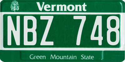 VT license plate NBZ748