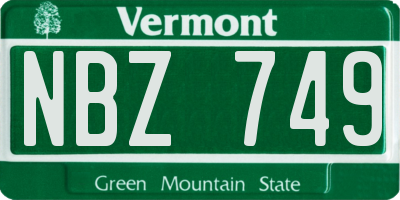 VT license plate NBZ749
