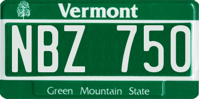 VT license plate NBZ750