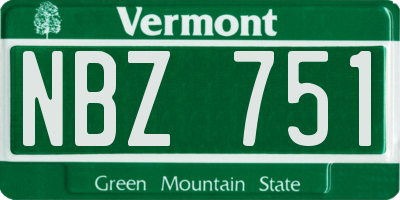 VT license plate NBZ751