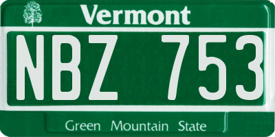 VT license plate NBZ753