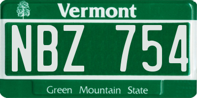 VT license plate NBZ754