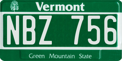 VT license plate NBZ756