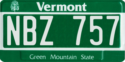 VT license plate NBZ757