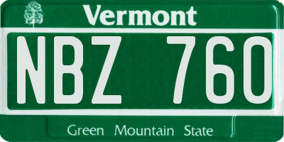 VT license plate NBZ760