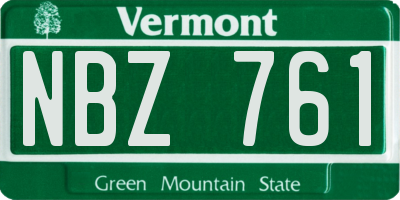 VT license plate NBZ761