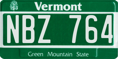 VT license plate NBZ764