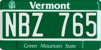 VT license plate NBZ765