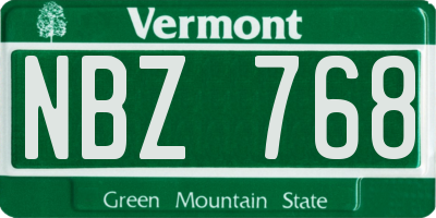 VT license plate NBZ768