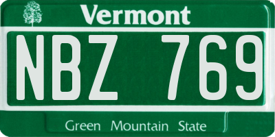 VT license plate NBZ769