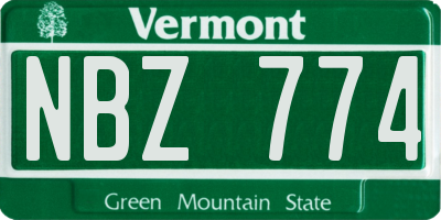 VT license plate NBZ774