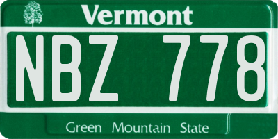 VT license plate NBZ778