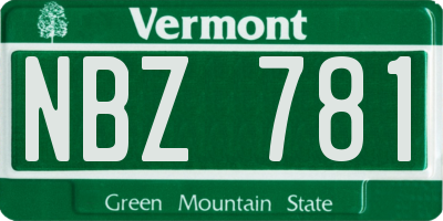 VT license plate NBZ781