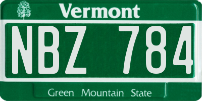 VT license plate NBZ784