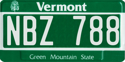 VT license plate NBZ788