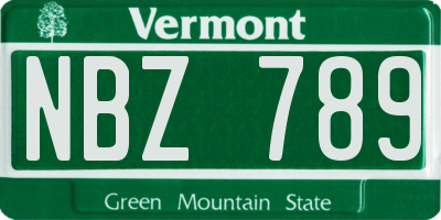 VT license plate NBZ789