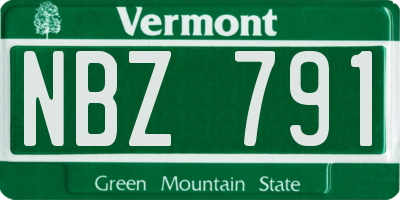 VT license plate NBZ791