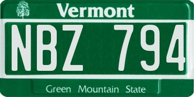 VT license plate NBZ794