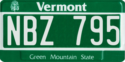 VT license plate NBZ795