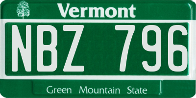 VT license plate NBZ796