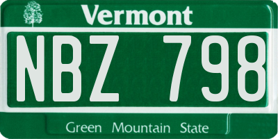 VT license plate NBZ798
