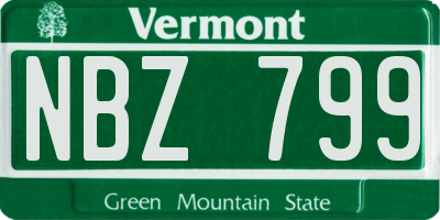 VT license plate NBZ799