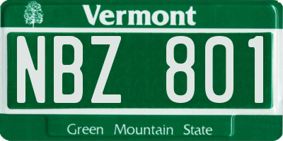 VT license plate NBZ801