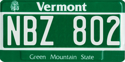 VT license plate NBZ802