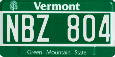 VT license plate NBZ804