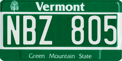 VT license plate NBZ805