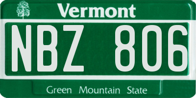 VT license plate NBZ806