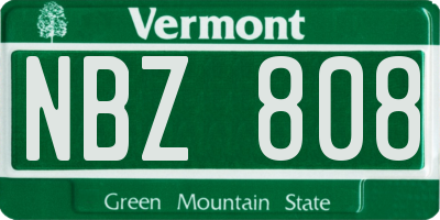 VT license plate NBZ808