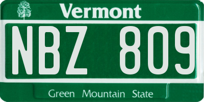VT license plate NBZ809