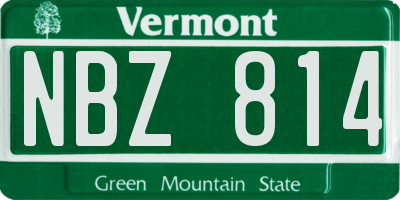 VT license plate NBZ814